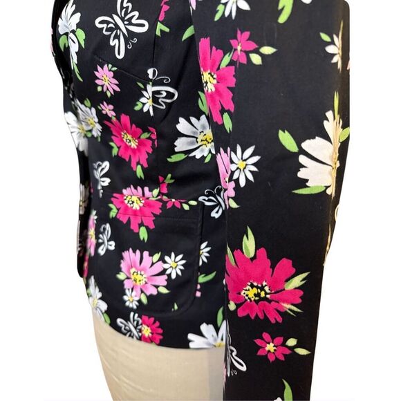 Casual Corner Blazer Floral Print Sz. 4 Lined Single Button Vibrant Vtg - Picture 8 of 10